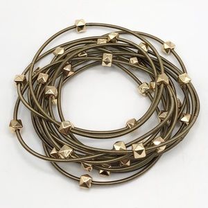 NEW STACK BRONZE PIANO WIRE BRACELET 12 STRAND SET